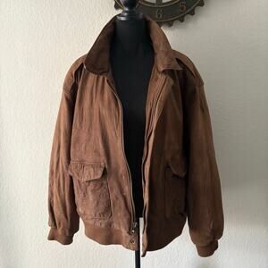 VTG GLOBAL IDENTITY G-111 Map Lined Leather Bomber Jacket BR Sz 3X Distressed
